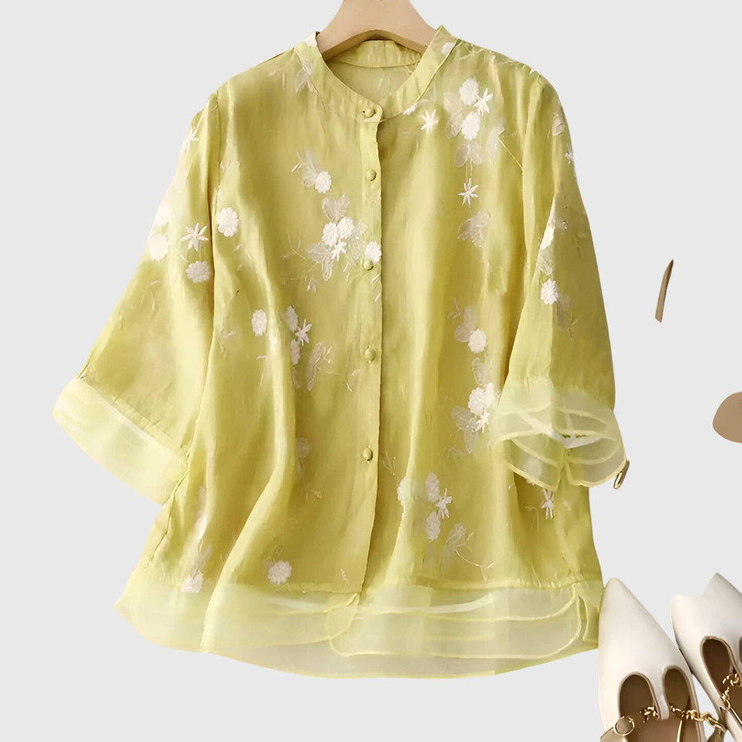 Edena | Elegant Top with Embroidered Flowers