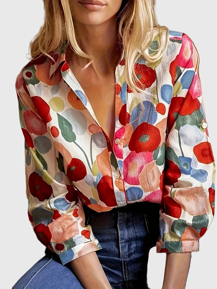 Xyrelle | Vibrant Floral Long-Sleeve Shirt