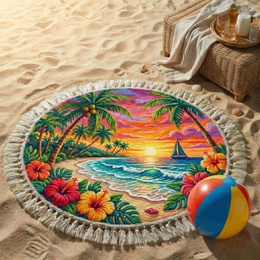 Peaceful Round Beach Towel