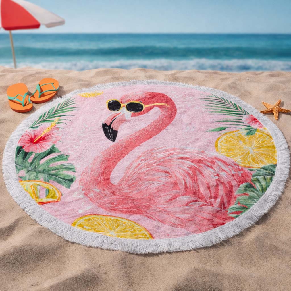 Round Pink Beach Towel