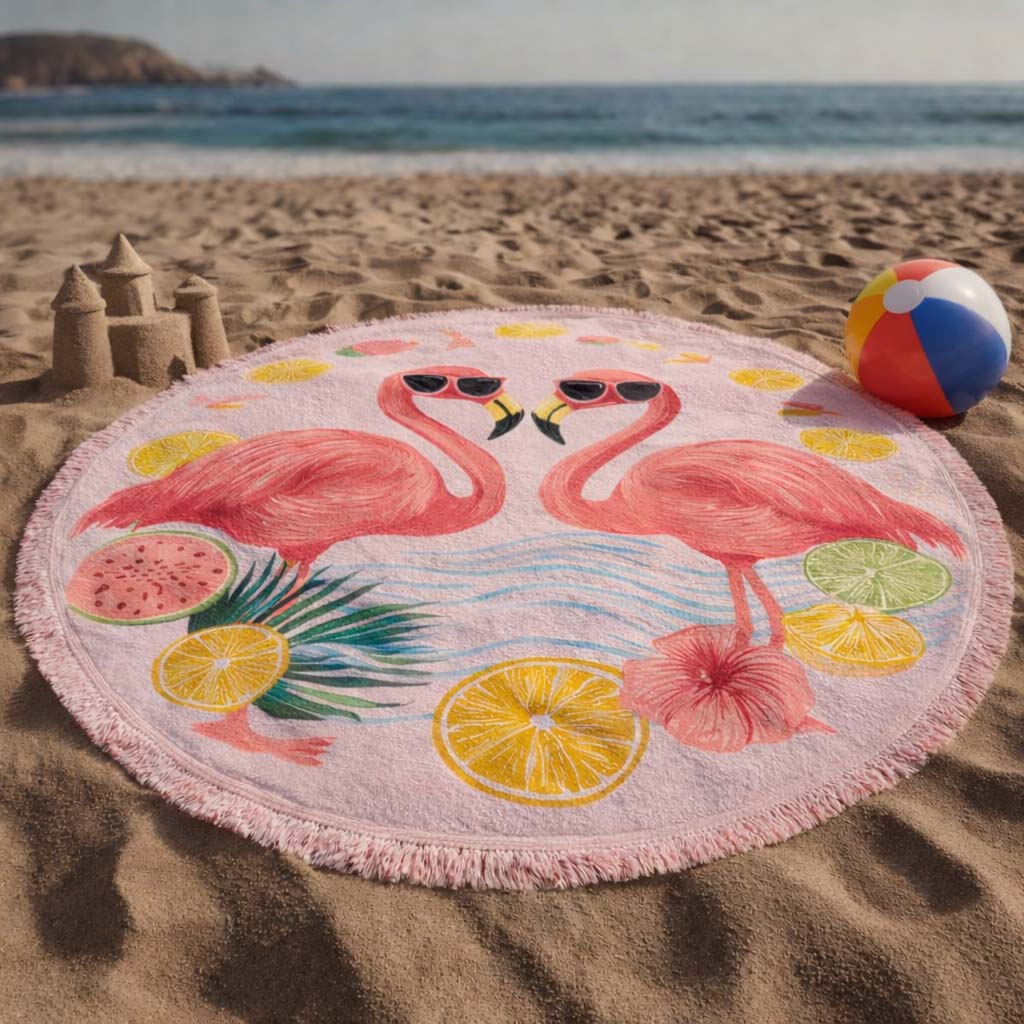 Rosy Patch Round Beach Towel