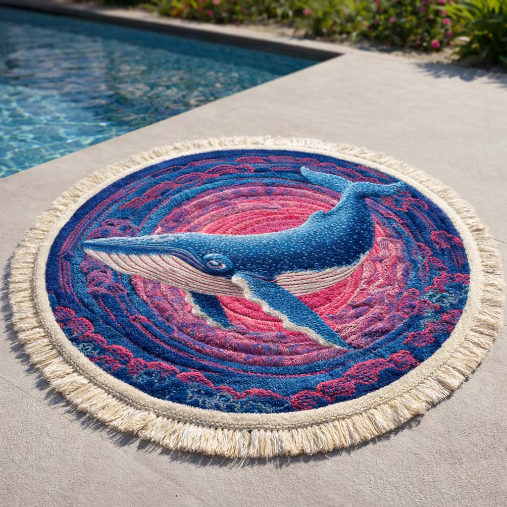Round Whale Beach Towel