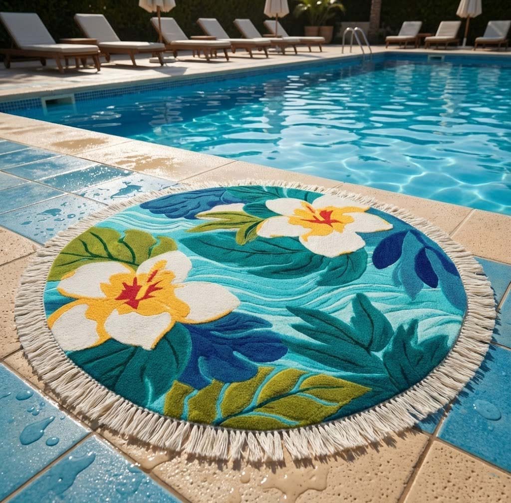 Round Beach Towel Tropical Vibe