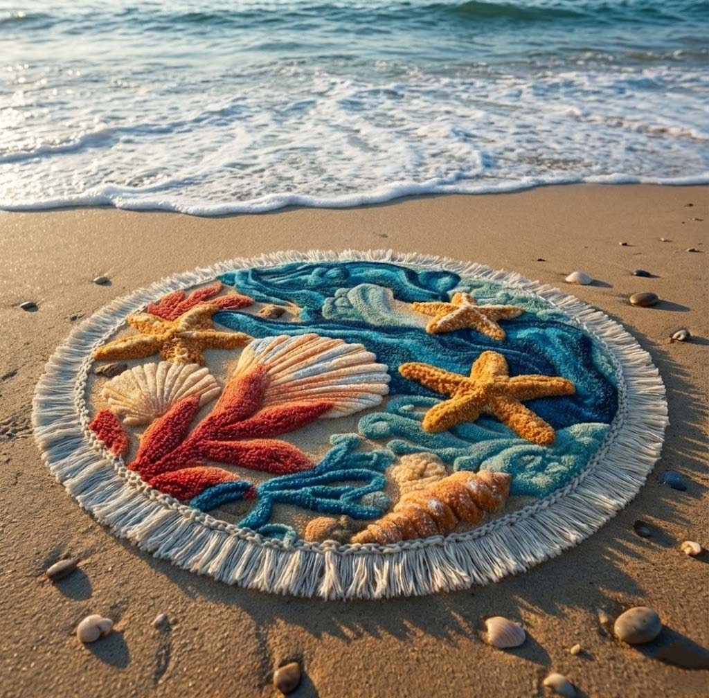 Round Beach Towel Sea Whisper