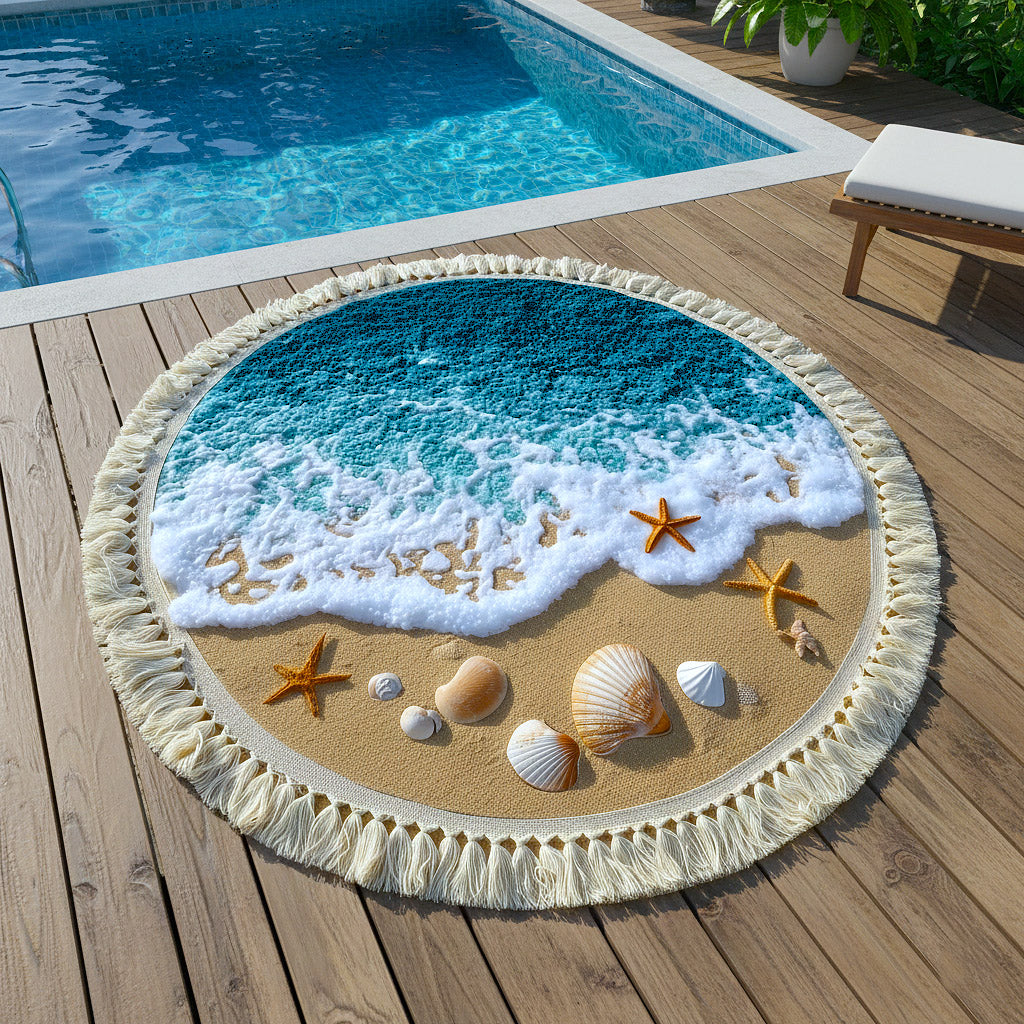 Round Beach Towel Coastal Calm