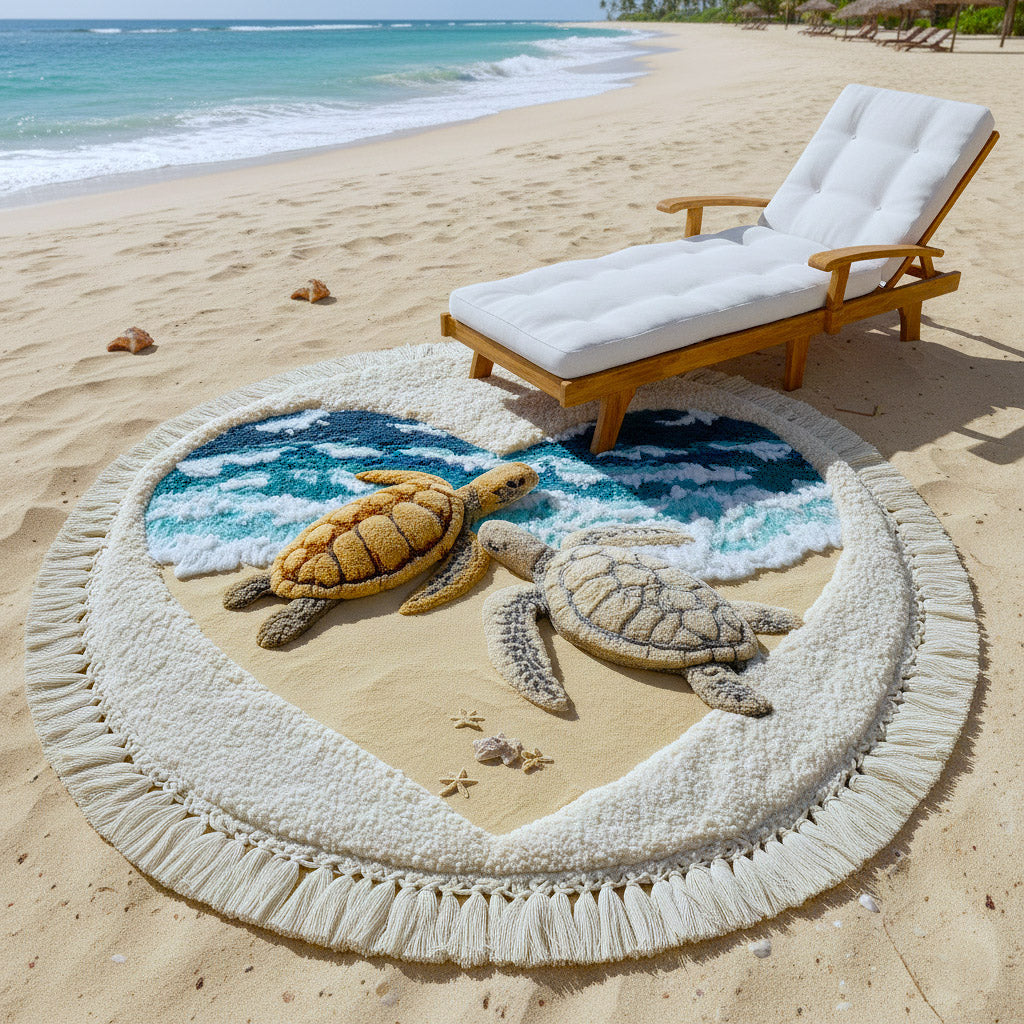 Round Beach Towel Coastal Calm