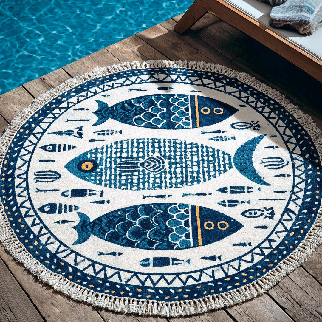 Whimsy Splash Round Beach Towel