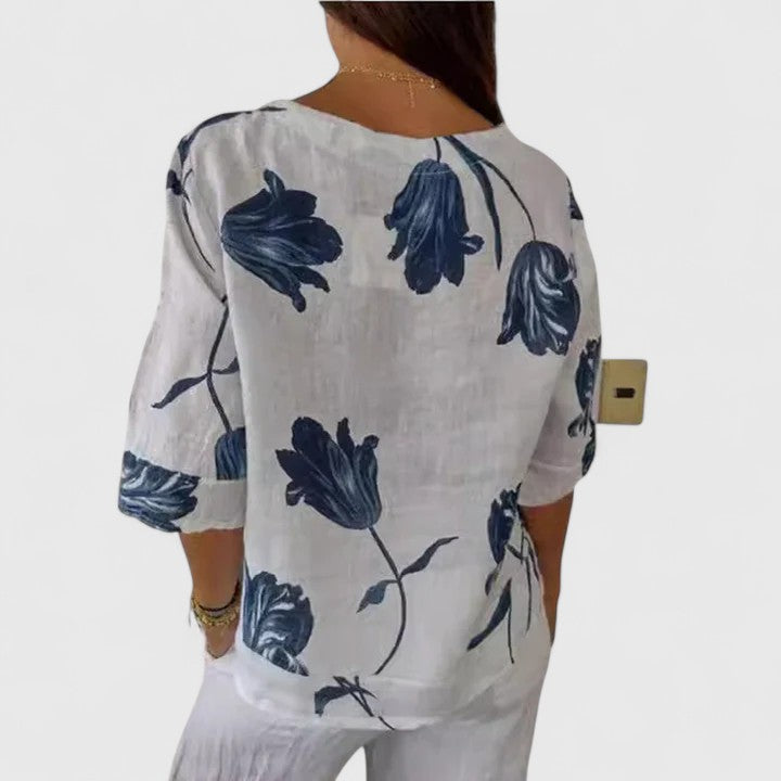 Karoline | Elegant Floral Print Blouse